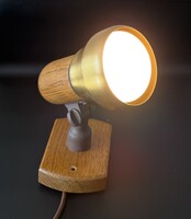 Vintage Retro fali spotlámpa fa és réz színű fém test - Wortmann & Filz