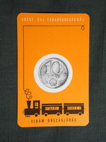 Kártyanaptár,OTP takarékpénztár,grafikai,fémpénz,gőzmozdony,1977