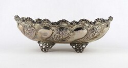 1Y062 Antik 800-as finomságú virágdíszes ezüst asztalközép kínáló tál 302 g