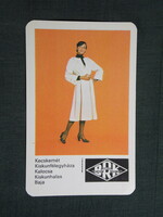 Kártyanaptár,BRK ruházati vállalat,Kecskemét,Kalocsa,Kiskunhalas,Baja,női modell,1977