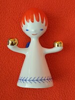 Hollóházi art deco gyertyatartó angyalka, Ősz Szabó Antónia terve