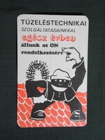 Kártyanaptár,Békéscsaba,Kéményseprő tüzeléstechnikai vállalat,grafikai,1977