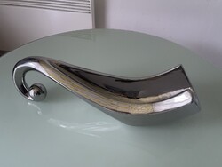 Nagy különleges ezüst színű kínáló, asztalközép látványos darab.