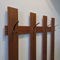 Vintage mcm Hertha Baller fali fogas, réz akasztók,  teak furnéros váz