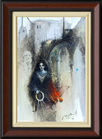 Buday Mihály: Örök emlékek- keretezve 40x30cm - alkotás: 30x20cm - h-26-anh