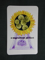 Kártyanaptár,OTP takarékpénztár,grafikai,papírpénz,fémpénz,1977