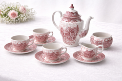 J&G Meakin Merrie Old England angol teáskészlet – 8 db – vörös ironstone