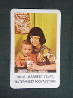 Kártyanaptár,Sárréti tej ÖKV,tejipari vállalat,Szeghalom,női modell,1977