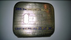 20-30-as évek-Zománcberakásos ezüstözött cigarettatárca-dózni 92 x 79 mm    85 g