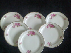 Zsolnay : Rózsás desszertes tányérok, 6 db