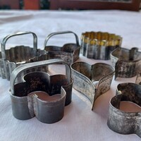 Régi fém sütemény, mézeskalács kiszúró, szaggató forma- vintage cukrászkellék 8 db.