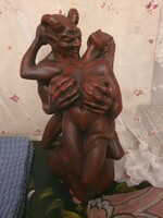 Faun és Nimfa kerámia szobor. (Körösi Sándor )