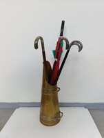 Antique Brass Umbrella Stand with Embossed Design - Dry Flower Holder, Cane and Walking Stick Stand