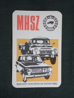 Kártyanaptár,MHSZ,grafikai,gépjárművezetés,ZIL teherautó,Lada,Zsiguli autó,1977