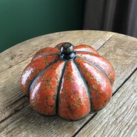 Régi Kásmíri kézzel festett papírmasé tök formájú ékszeres doboz