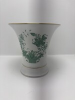 Herendi Zöld Indiai kosár mintás aranyozott kaspó / váza