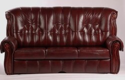 Boston bőr kanapé, 3 személyes, bordó, ágyazható,  eredeti cheszter bőrből /marhabőr/,  hátbehúzva