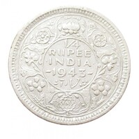 India,1/4 rupee 1943 L - Lahore EF ezüst 2.90g500