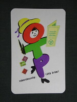 Kártyanaptár,OTP takarékpénztár,grafikai,rajzos,reklám figura,tanuló bélyeggyüjtő,1978, (1)