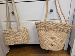 RETRO feeling :2 db női gyékénytáska , strandtáska+ crossbody válltáska