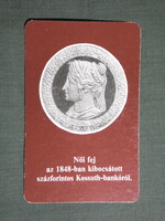 Kártyanaptár,OTP takarékpénztár,Női fej,Kossuth bankó, 1978, (1)