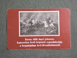 Kártyanaptár,OTP takarékpénztár,kuruc idők harci jelenet,ötvenforintos, 1978, (1)