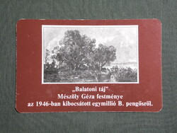 Kártyanaptár,OTP takarékpénztár,egymillió B. pengő,balatoni táj, 1978, (1)