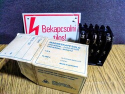 Régi GANZ,ipari bakelit mágneskapcsoló(DIL)+alu figyelmeztető tábla