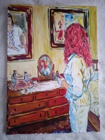 Kortárs festmény : Viki feherben I. - 70 cm x 50 cm  - akril, vaszon