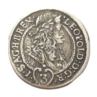 Magyarország,I. Lipót 3 krajcár 1696 CM - Kassa VF ezüst 1.59g