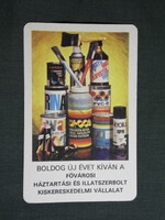Kártyanaptár,Budapest,Fővárosi háztartási illatszerboltok,festék, 1979, (1)