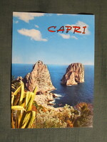 Képeslap,Olaszország,Capri sziget,Anacapri,Faraglioni sziklái látkép,részlet,1970-