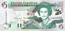 5 dollár 2000 Kelet Karibi Államok St.Kitts Erzsébet királynő 3. UNC