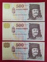 500 Forint 2006 EC 3db sorszámkövető UNC. 1956-os forradalom emlékére.