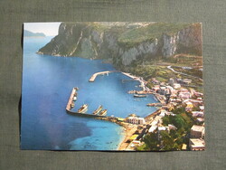 Képeslap,Olaszország,Capri sziget,Porto,kikötő,városi látkép,részlet,1970-