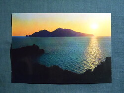Képeslap,Olaszország,Capri sziget naplementében,Massa Lubrense látkép,részlet ,1970-