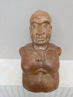 Afrikai szobor keményfa népművészet antik patinás férfi fej büszt fa faragás 378 6297