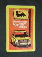 Kártyanaptár,ÁFOR benzinkút,Agip sint 2000 motorolaj,grafikai,Lada,Zsiguli autó, 1979, (1)