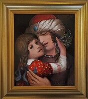 Kolozsvári Grandpierre Miklós "Szeretet" c. olajfestmény, ingyen posta