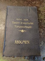Francia nyelvű orvosi , bonctani könyv litográfiákkal 1909-ből, antik könyv, papírrégiség