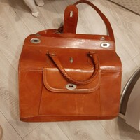 Vintage valódi bőr (tevebőr) nagy nyílású utazótáska