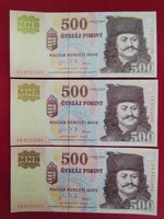 500 Forint 2003 EB 3db sorszámkövető UNC.