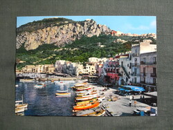 Képeslap,Olaszország,Capri sziget,Porto,kikötő,Marina grande,városi látkép,részlet,1970-