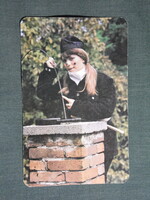 Kártyanaptár,Szekszárd,kéményseprő tüzeléstechnikai vállalat,női modell, 1979, (1)