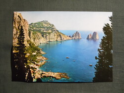 Képeslap,Olaszország,Capri sziget,Marina Piccola,Faraglioni sziklái látkép,részlet,1970-