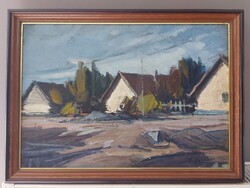 ! Metykó Gyula: Faluvége c. festménye - garantáltan eredeti - a családtól van - 1501