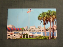 Képeslap,USA,Florida,St. Petersburg,yacht kikötő látkép,részlet,1970-