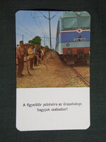 Kártyanaptár,MÁV,vasút,balesetmegelőzés,V43 villanymozdony, 1979, (1)