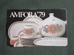 Kártyanaptár,Amfora Üvért vállalat,Alföldi porcelán étkészlet, 1979, (1)