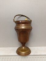 Antik pezsgős jeges vödör belül ónozott vörösréz pezsgő ital jég tartó 386 6310
